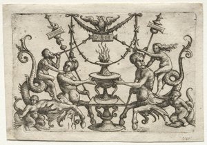 Ornamento con sirena e tritone da Daniel Hopfer