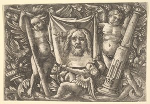Il sudario tenuto da due angeli da Daniel Hopfer