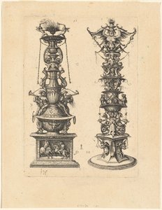 Due disegni di candelabri da Daniel Hopfer