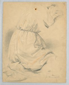 Studio di drappeggio per figura inginocchiata in "Comunione dei malati" da Daniel Huntington