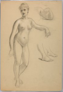 Disegno, Nudo femminile in piedi, settembre, 1860-70 da Daniel Huntington