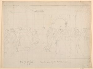 Disegno, Piano generale per la reception di Martha Washington, 1860 da Daniel Huntington