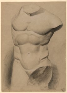 Disegno, Torso maschile da un gesso, 1840 da Daniel Huntington