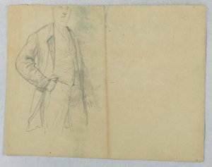 Disegno, il signor Samuel Ward Sr., in piedi con la mano in tasca, 1880 da Daniel Huntington