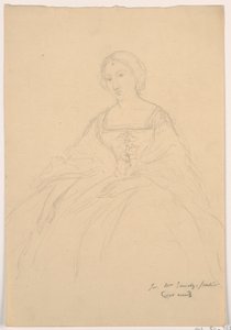 Disegno, Mrs. Sheppard Gandy seduta; verso: schizzo al tratto, 1859 da Daniel Huntington