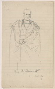 Disegno, Prof Benjamin Silliman, Sr. In piedi; a sinistra: Prof. Benjamin Silliman, Sr. seduto, 1858 da Daniel Huntington