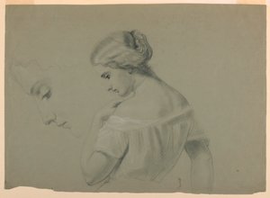 Disegno, profilo di testa di donna a, 1840-70 da Daniel Huntington