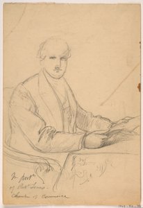 Disegno, Robert Lenox seduto alla scrivania per il ritratto della Camera di Commercio, 1865 da Daniel Huntington