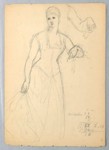 Disegno, schizzo per un ritratto di Bella Worsham, 1878