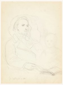 Disegno, schizzi per "Lezione di carità" e ritratto di Peter Richards, Jr., 1849 da Daniel Huntington