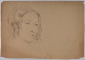 Disegno, schizzi di teste di donna, anni 1840 da Daniel Huntington