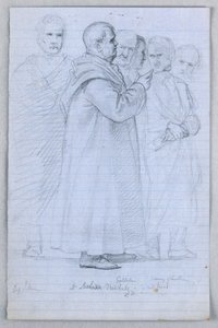 Disegno, studio per "Gruppo scientifico", 1858 da Daniel Huntington