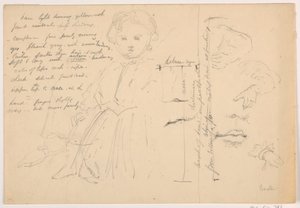 Disegno, Il bambino Hugh Baxter in piedi, studi di mani e labbra, 1865 da Daniel Huntington
