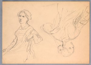 Disegno, Donna seduta, due studi, 1870 da Daniel Huntington