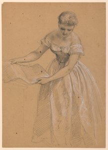Disegno, Donna in piedi, 1860 da Daniel Huntington