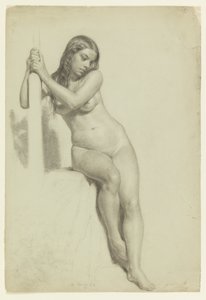 Nudo femminile appollaiato su uno sgabello da Daniel Huntington