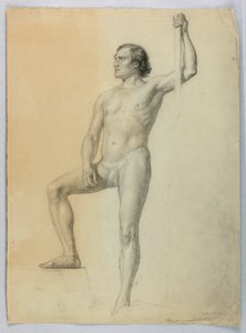 Nudo maschile con un piede su un gradino da Daniel Huntington