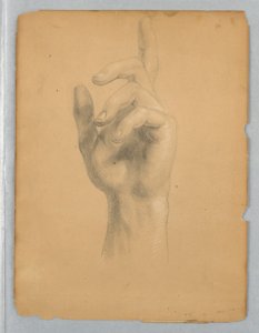 Studio della mano di un angelo per "Il sogno della misericordia" da Daniel Huntington