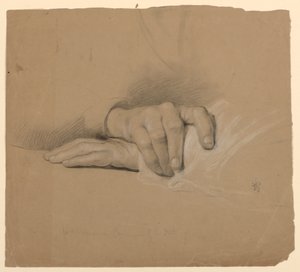 Studio delle mani per una donna anziana in "Comunione dei malati" da Daniel Huntington