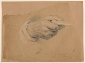 Studio della mano destra per il sacerdote nella "Comunione dei malati" da Daniel Huntington