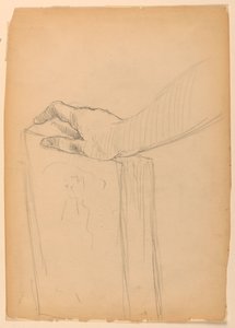 Studio della mano destra su un libro