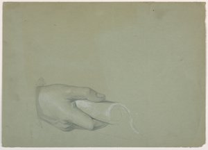 Studio della mano di un uomo per "Il tributo della moneta" da Daniel Huntington