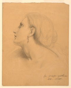 Studio della testa di una donna per "Raccoglitori d