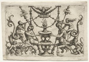 Ornamento con sirena e tritone da Daniel I Hopfer