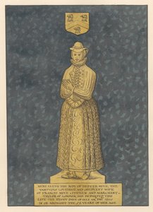 Piastra di ottone per Mrs. Hester Heve dalla chiesa di East Ham da Daniel Lysons