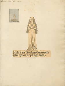Piastra di ottone di una donna dalla chiesa di Layton da Daniel Lysons