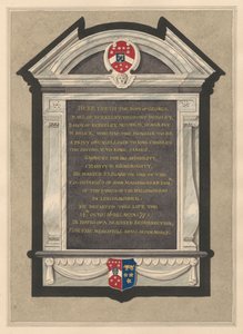 Memoriale di George, Conte di Berkeley dalla Chiesa di Cranford da Daniel Lysons