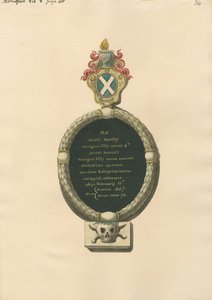 Memoriale a Jacob Hawley dalla chiesa di Brentforth da Daniel Lysons