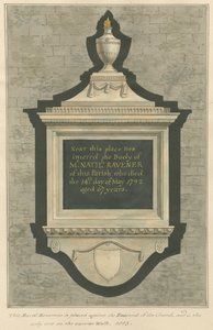 Memoriale a Mr. Nathaniel Ravener dalla Chiesa di Greenford da Daniel Lysons