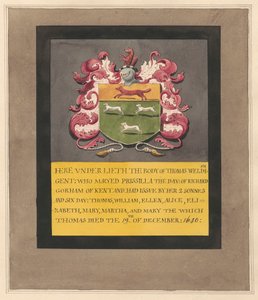 Memoriale a Thomas Weldish dalla Chiesa di Bedfont da Daniel Lysons