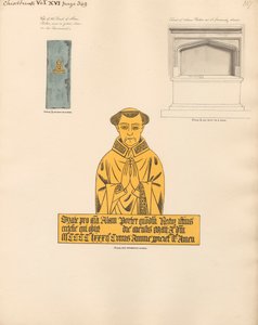 Tomba e piastra di ottone di Alan Porter, dalla chiesa di Chiselhurst