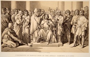 Incoronazione di Harold II nel 1066, inciso da W. Ridgeway da Daniel Maclise