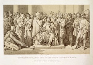 Incoronazione di Harold, re degli anglosassoni, inciso da W. Ridgeway da Daniel Maclise