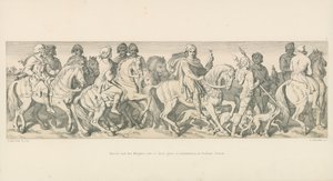 Harold e i suoi cavalieri cavalcano verso il loro luogo di imbarco, a Bosham, Sussex da Daniel Maclise