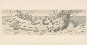 Tostig, sconfitto nel suo tentativo contro Harold, fugge nella sua galea dalla costa inglese da Daniel Maclise