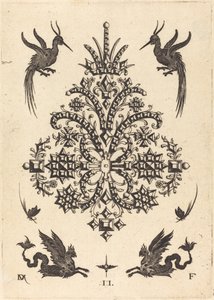 Spilla con pietre e grifoni alati sopra e sotto da Daniel Mignot