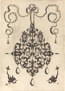 Grande pendente, due creature fantastiche con lunghe code in basso da Daniel Mignot