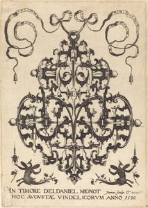 Pagina del Titolo: Grande Pendente, Due Figure Immaginarie Alate in Basso da Daniel Mignot