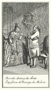 Proposta di matrimonio del dottore (incisione) da Daniel Nikolaus (after) Chodowiecki