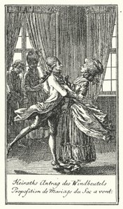Proposta di matrimonio del chiacchierone (incisione) da Daniel Nikolaus (after) Chodowiecki
