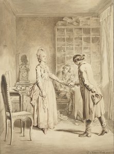 Lotte consegna le pistole al servitore di Werther da Daniel Nikolaus Chodowiecki
