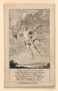 Augurio di Capodanno per la Germania, illustrazione per "Königl: Grosbrit [anische] Genealogischer Kalender auf das 1780 Jahr Lauenberg bey J.G. Berenberg" da Daniel Nikolaus Chodowiecki