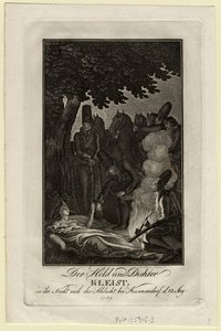 Il poeta Ewald von Kleist alla battaglia di Kunersdorf, il 12 agosto 1759, ca 1759 da Daniel Nikolaus Chodowiecki