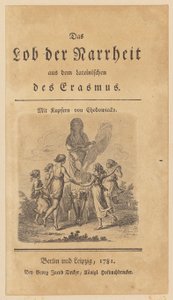 Frontespizio con vignetta tratta dall’opera di Erasmo “Elogio della follia” da Daniel Nikolaus Chodowiecki