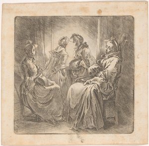 Quattro dame alla finestra da Daniel Nikolaus Chodowiecki