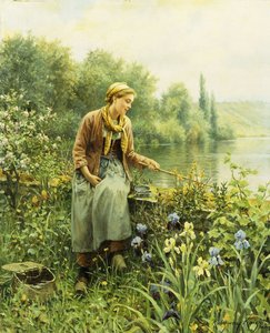 Pesca in un Giorno di Primavera da Daniel Ridgway Knight